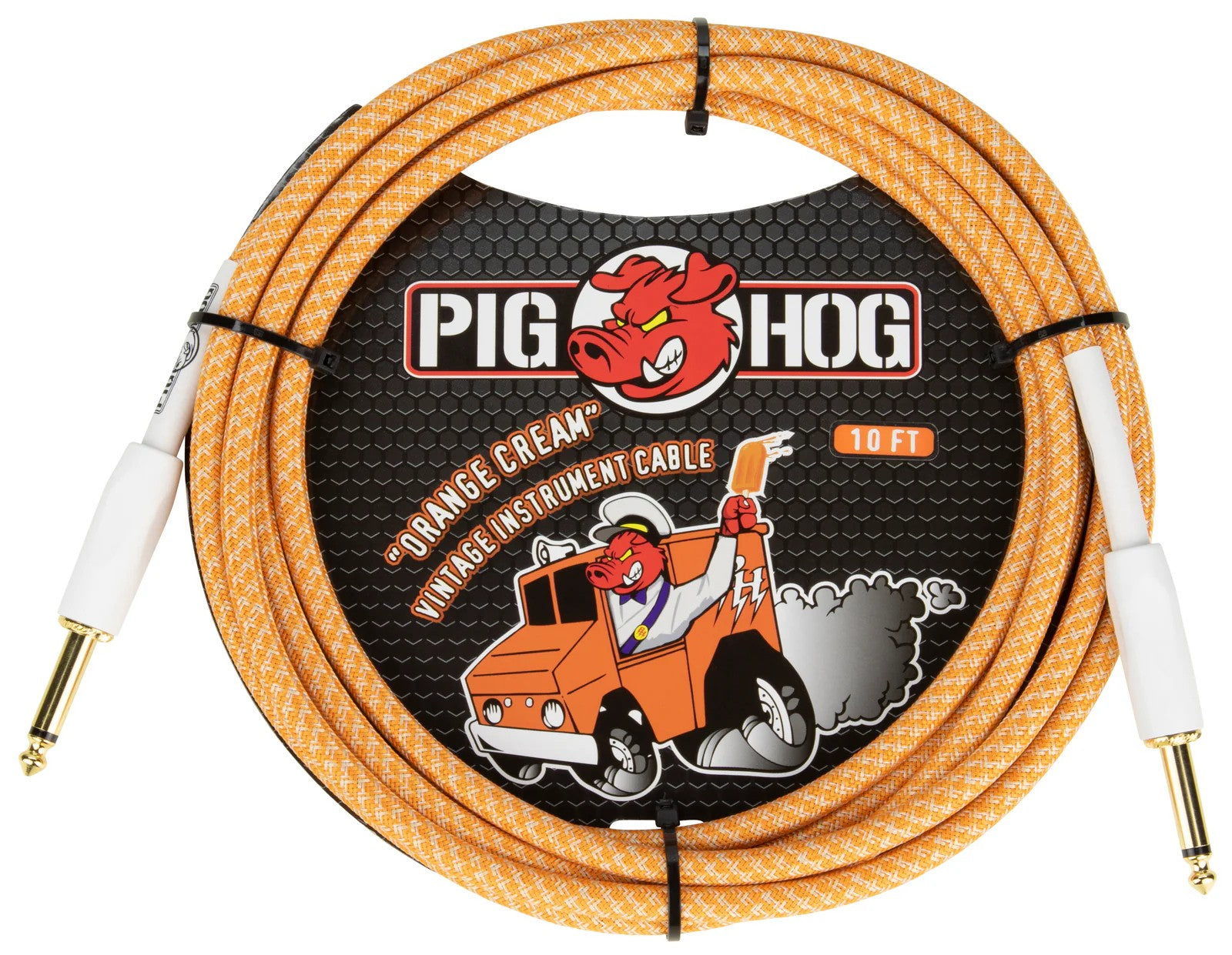Pig Hog Instrument Cable 10ft, Orange Creme