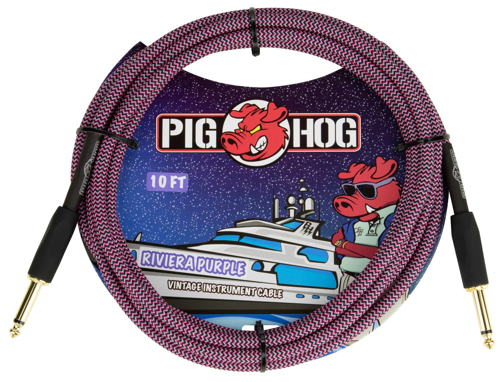 Pig Hog Instrument Cable 10ft, Riviera Purple