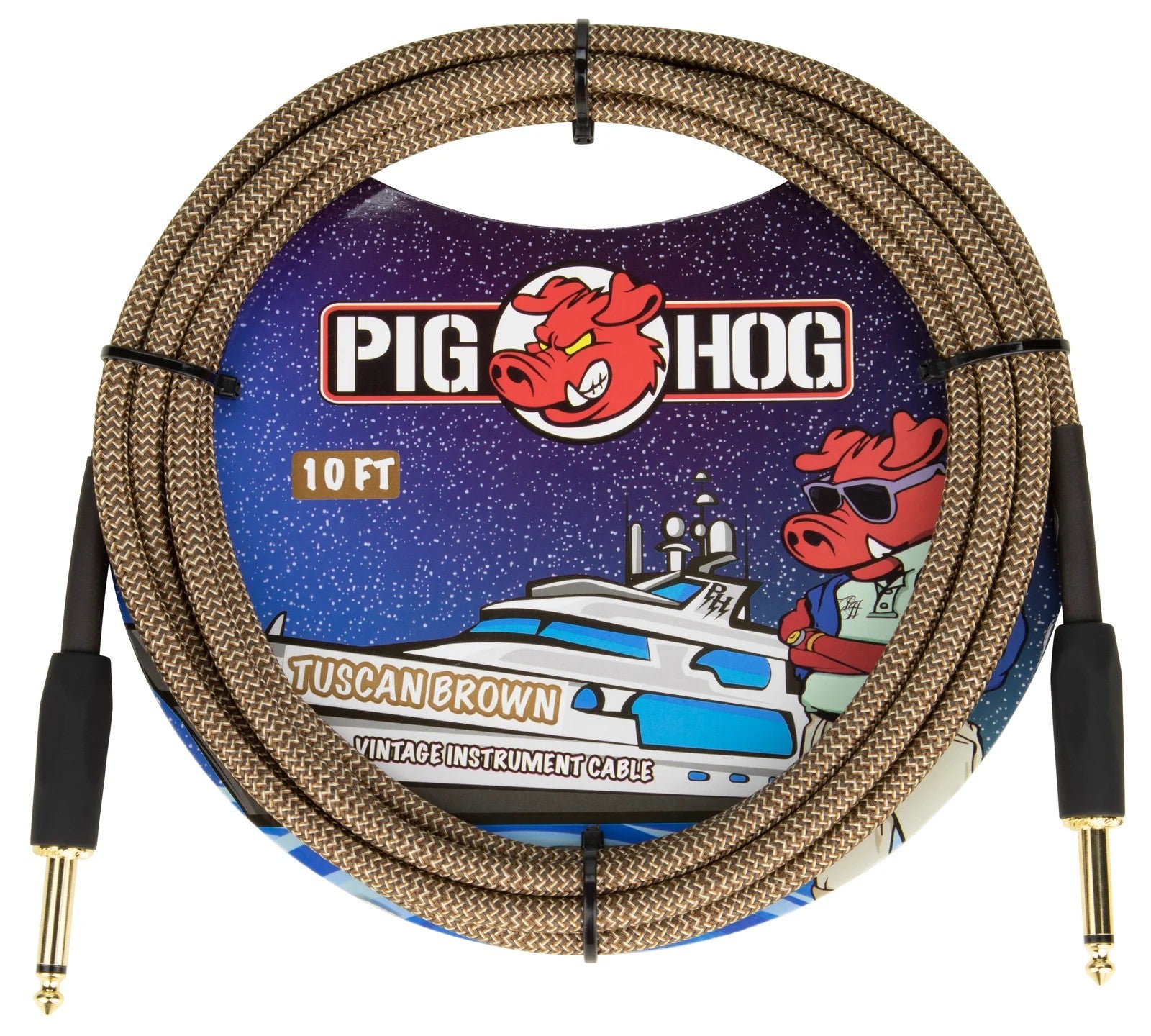 Pig Hog Instrument Cable 10ft, Tuscan Brown