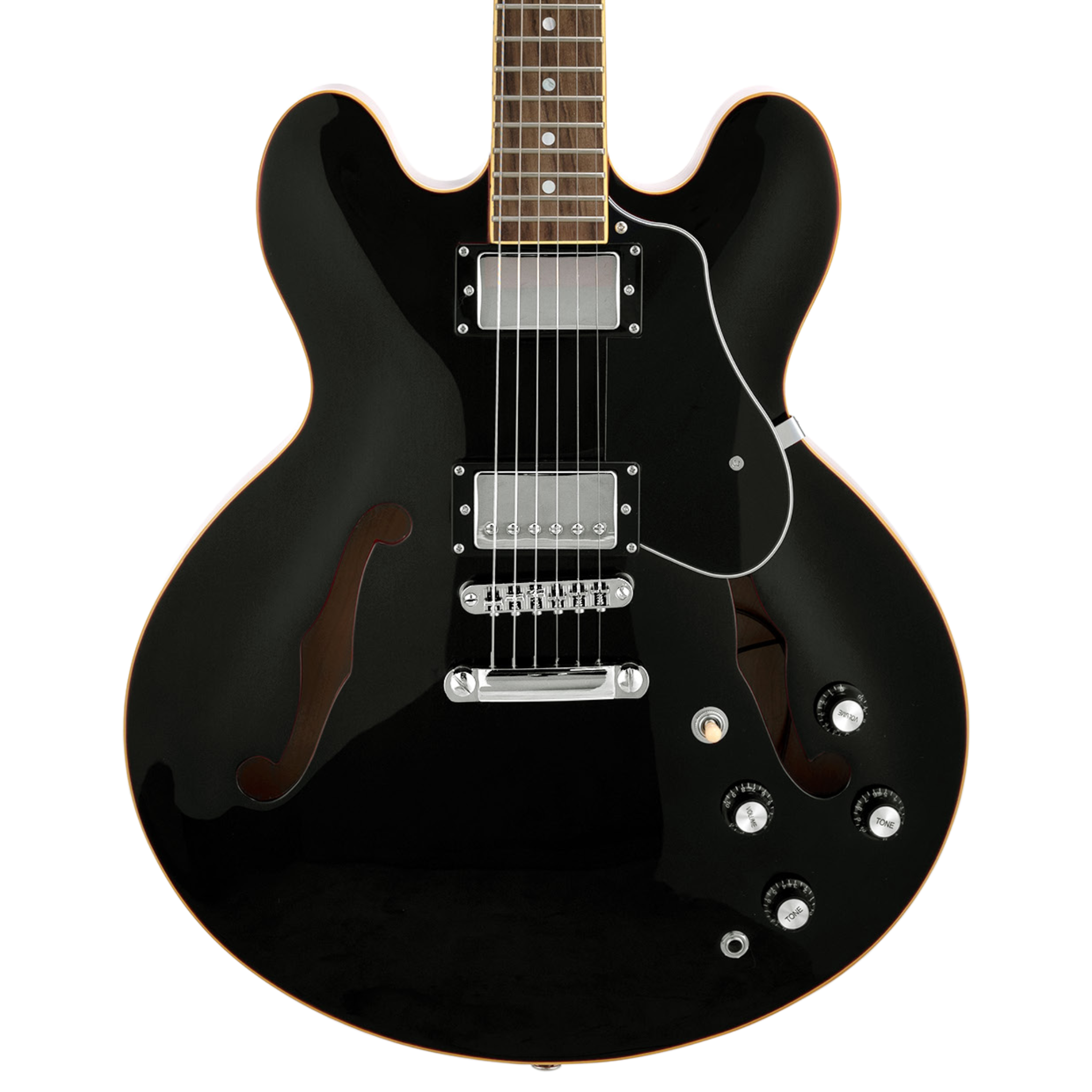 SX 335 Style Semi-Hollow Guitar, Black