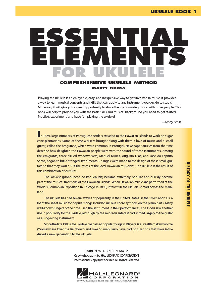 Essential Elements for Ukulele, Method Book 1