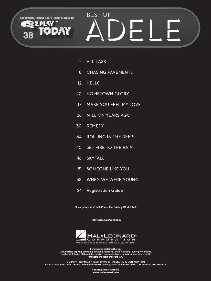 E-Z Play Piano 38, Best of Adele