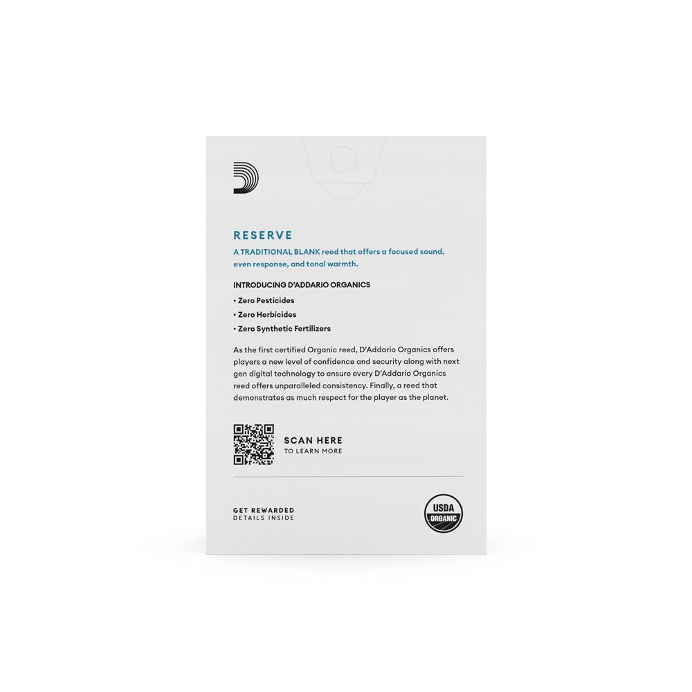 D'Addario Organic Reserve Bb Clarinet Reeds, 10-Pack