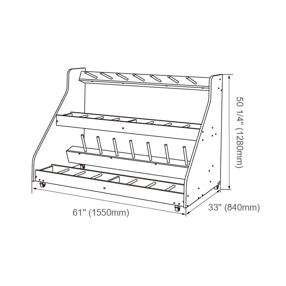 Viola Storage Rack Alges Mobile Instrument Storage - 16-Unit Violin / Viola Rack