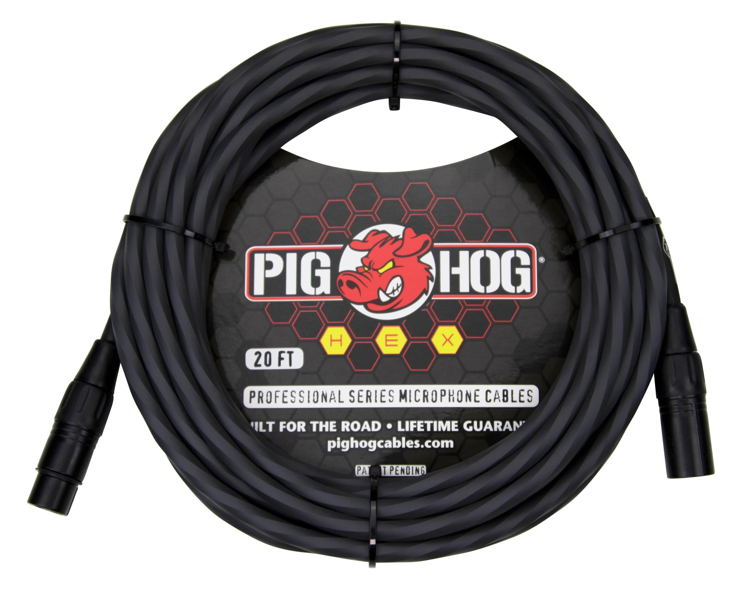 Pig Hog Hex Mic Cable 20ft, Grey