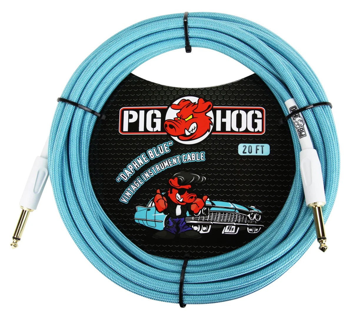 Pig Hog Instrument Cable 20ft, Daphne Blue