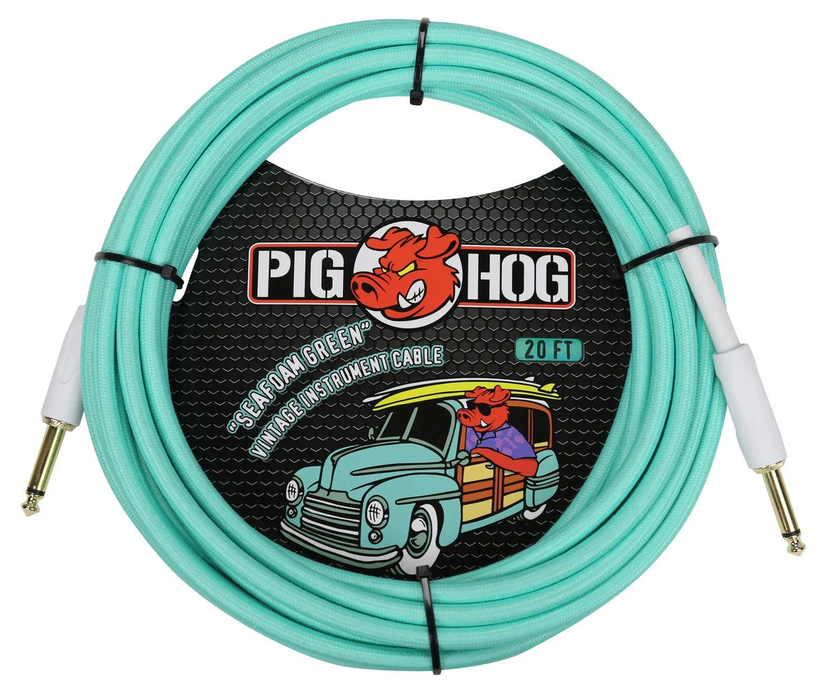 Pig Hog Instrument Cable 20ft, Seafoam Green