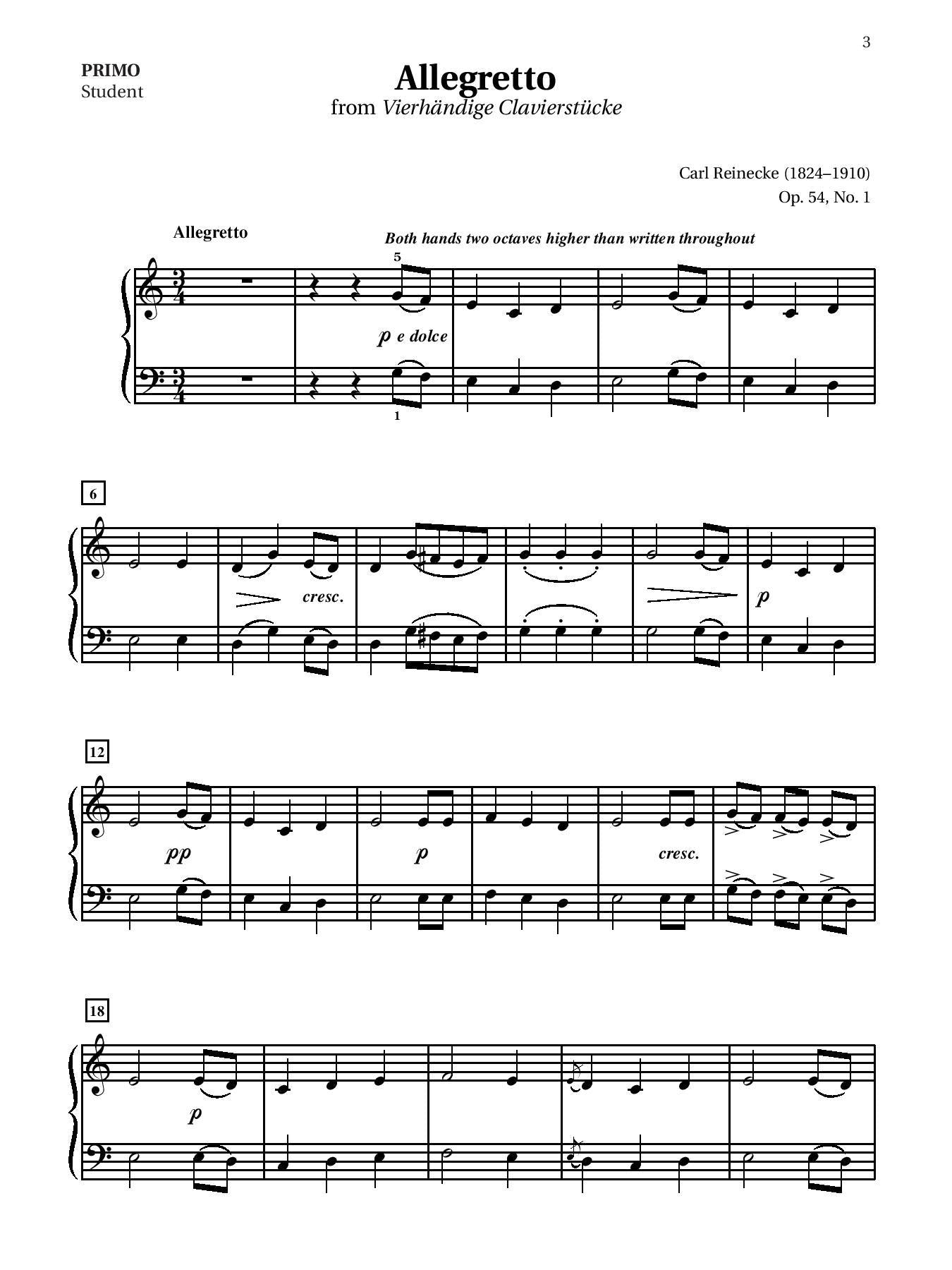 Easy Classical Piano Duets for Teacher and Student, Book 3