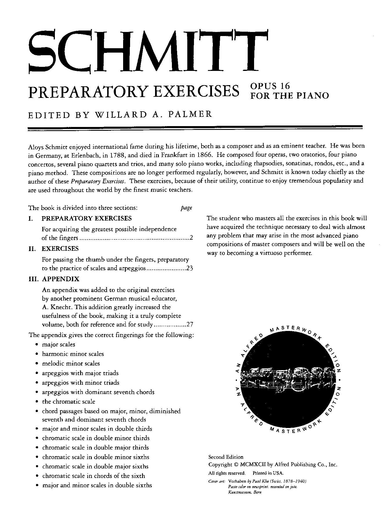 Schmitt: Preparatory Exercises, Opus 16