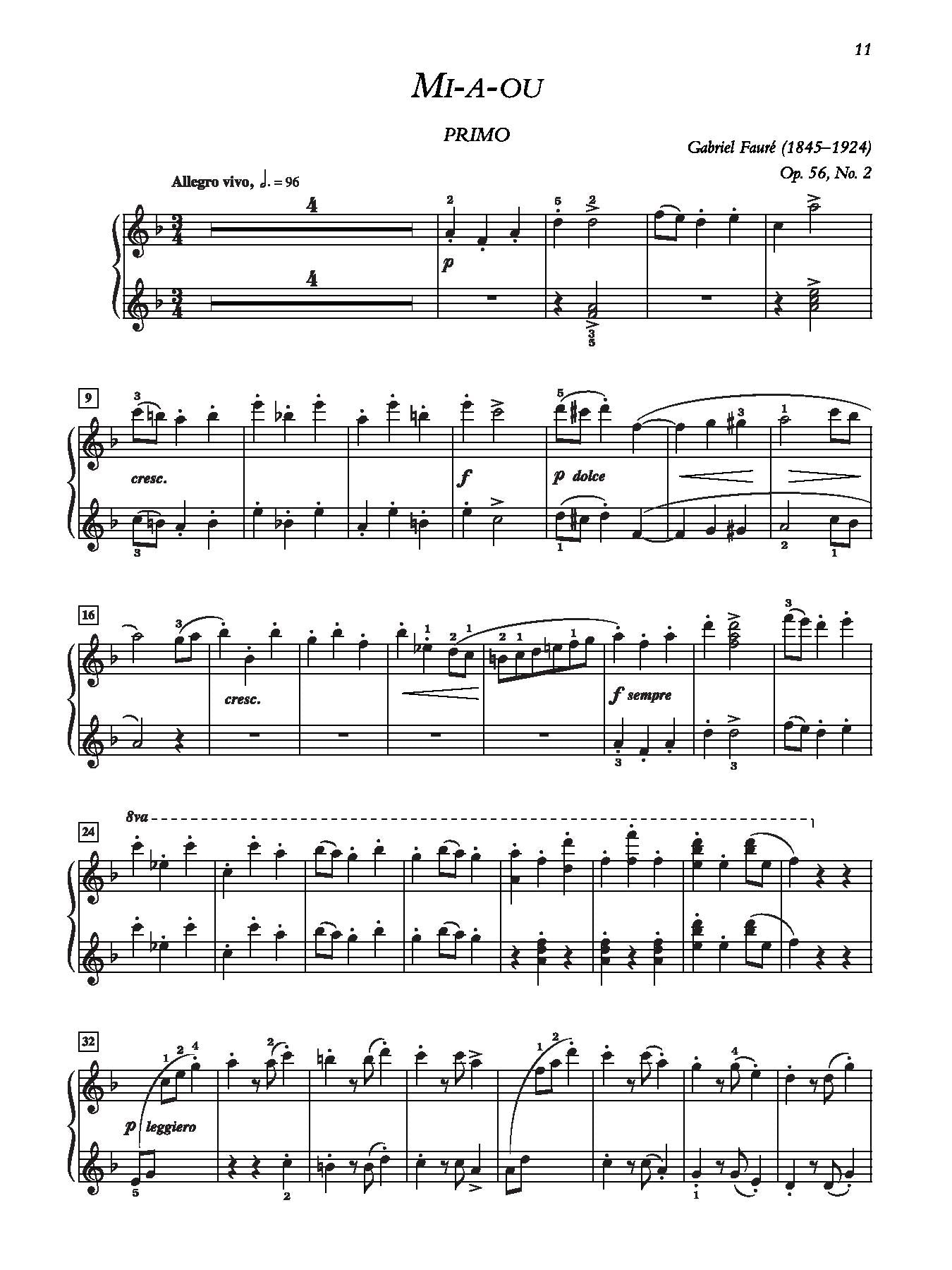Fauré: Dolly Suite, Opus 56 for Piano Duet