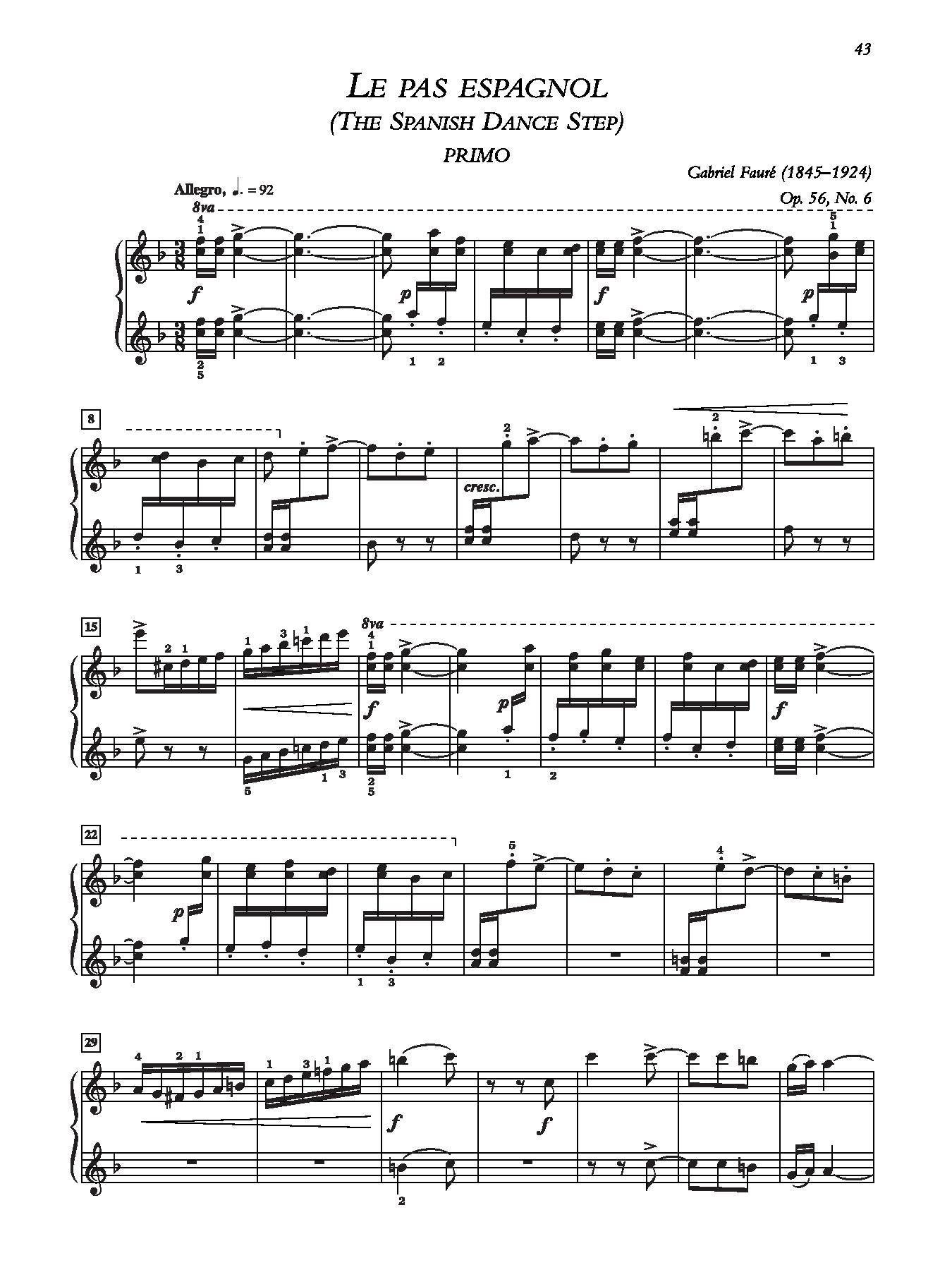 Fauré: Dolly Suite, Opus 56 for Piano Duet