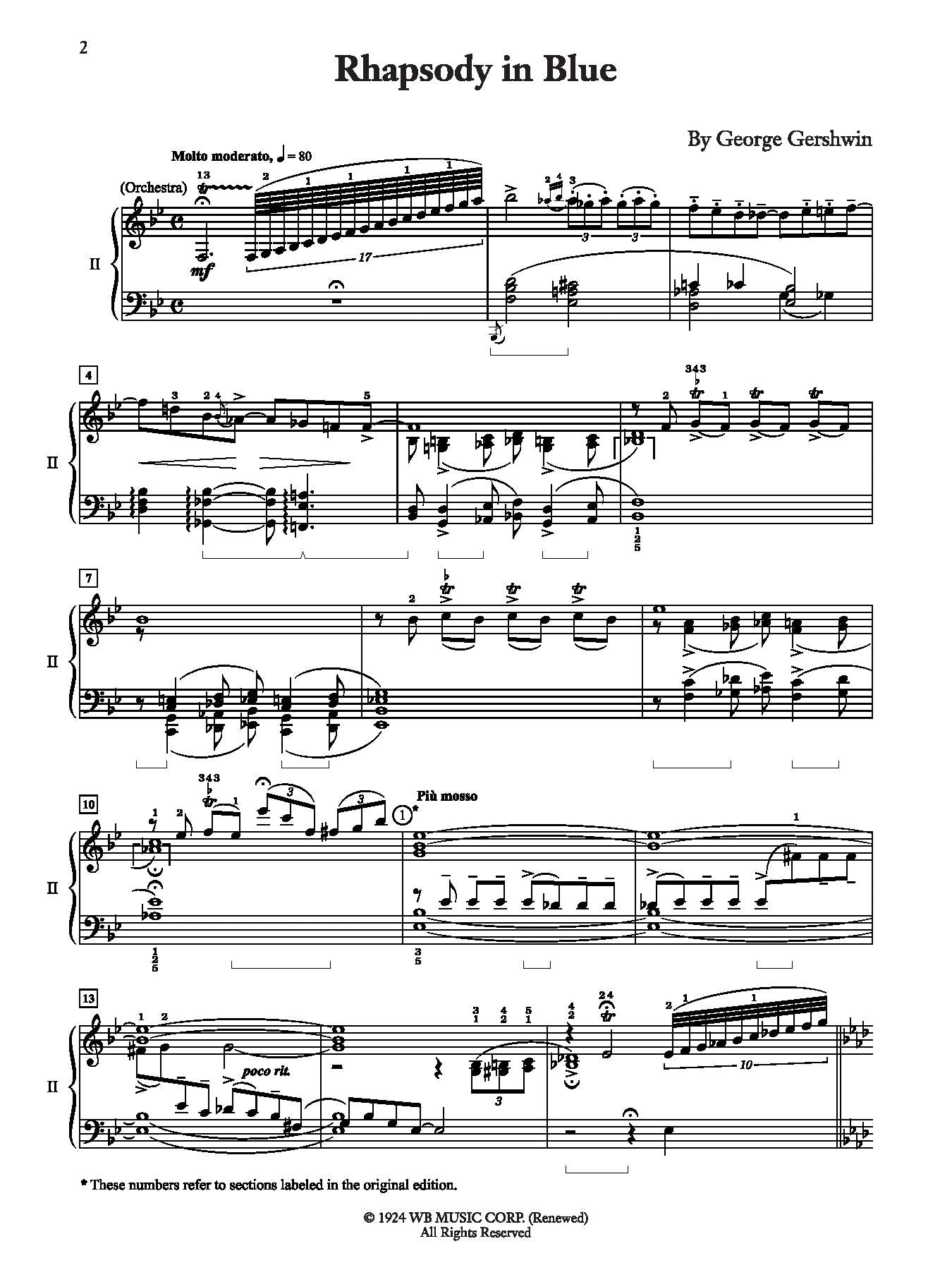Gershwin: Rhapsody in Blue For Piano Solo and Orchestra (Arranged for Second Piano)