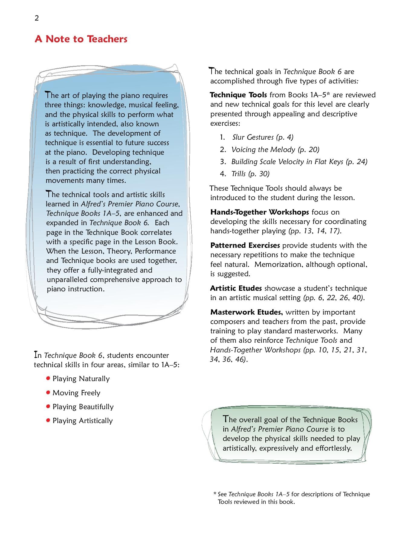 Alfred's Premier Piano Course, Technique 6