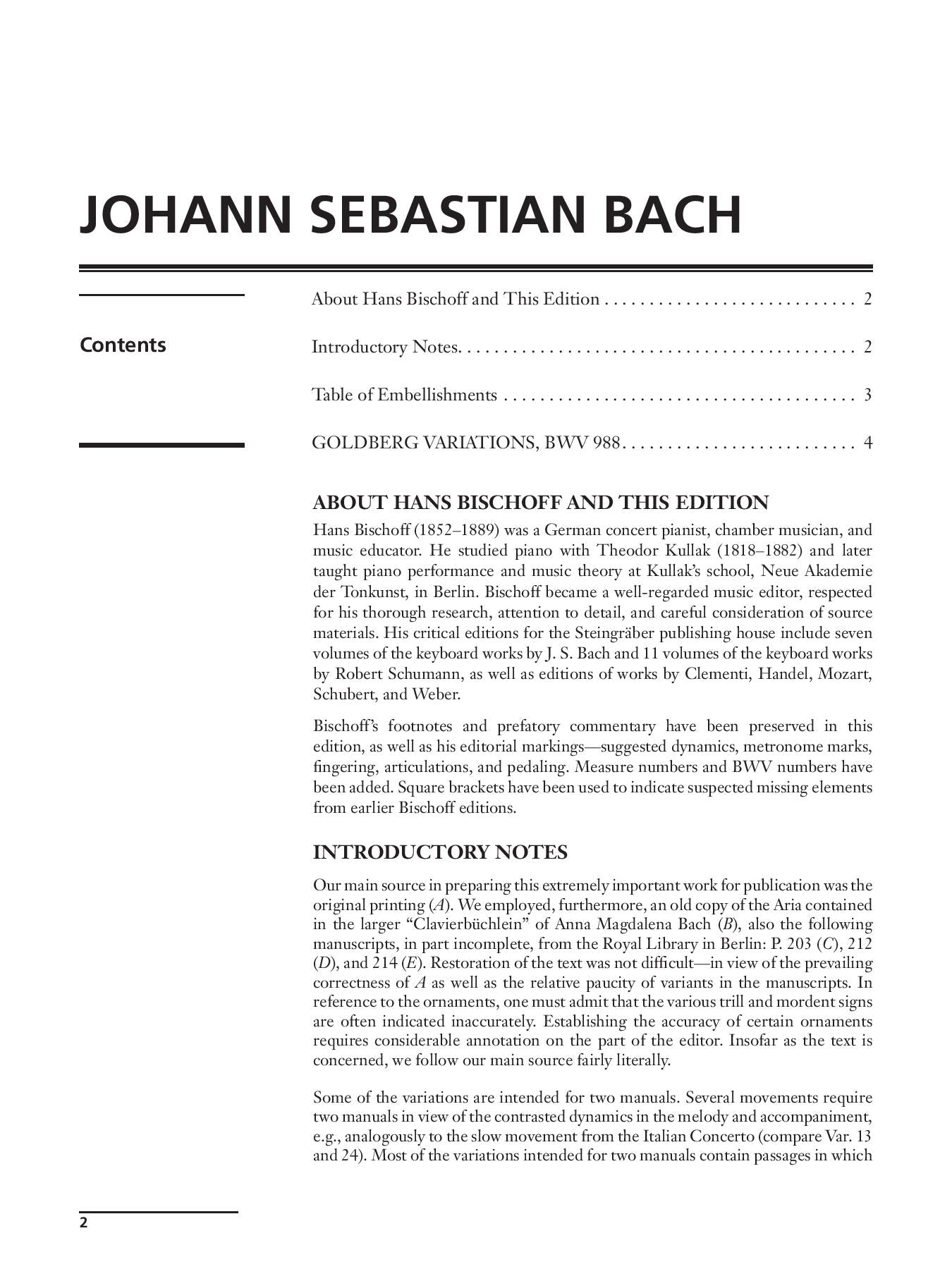 J. S. Bach: Goldberg Variations, BWV 988