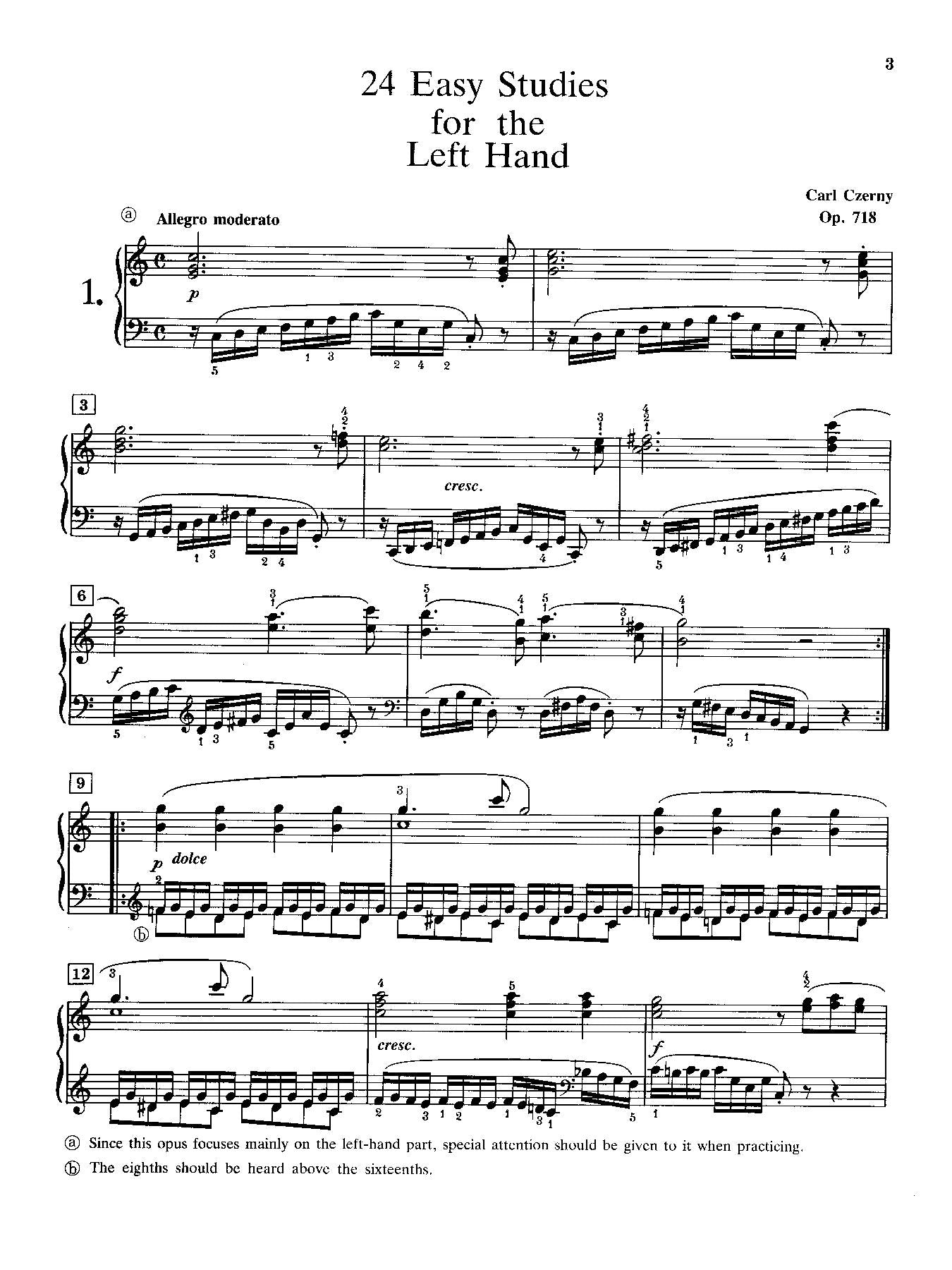 Czerny: 24 Studies for the Left Hand, Opus 718