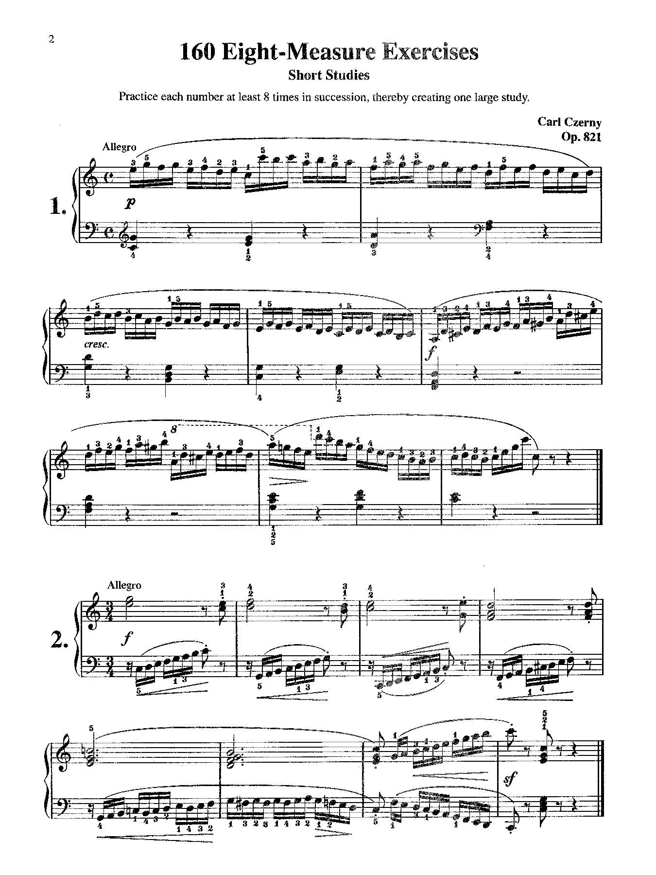 Czerny: 160 8-Measure Exercises, Opus 821