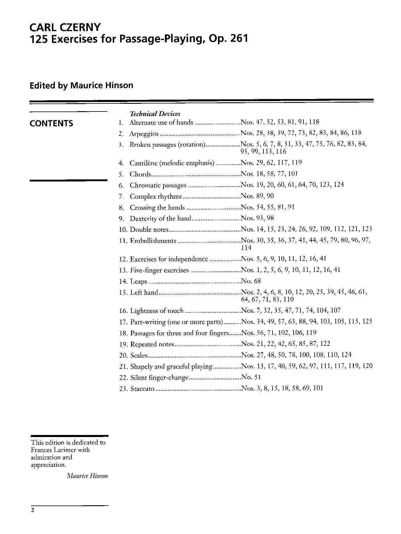 Czerny: 125 Exercises for Passage Playing, Opus 261