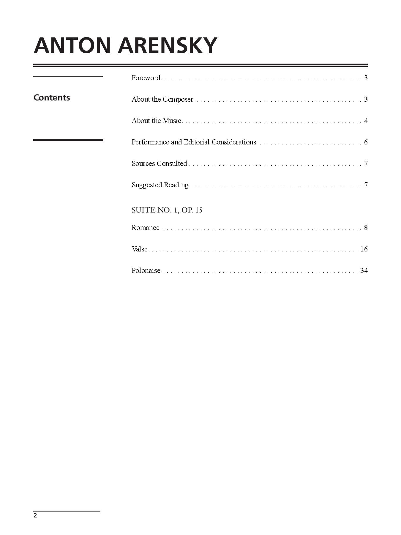 Arensky: Suite No. 1, Op. 15 for Two Pianos, Four Hands