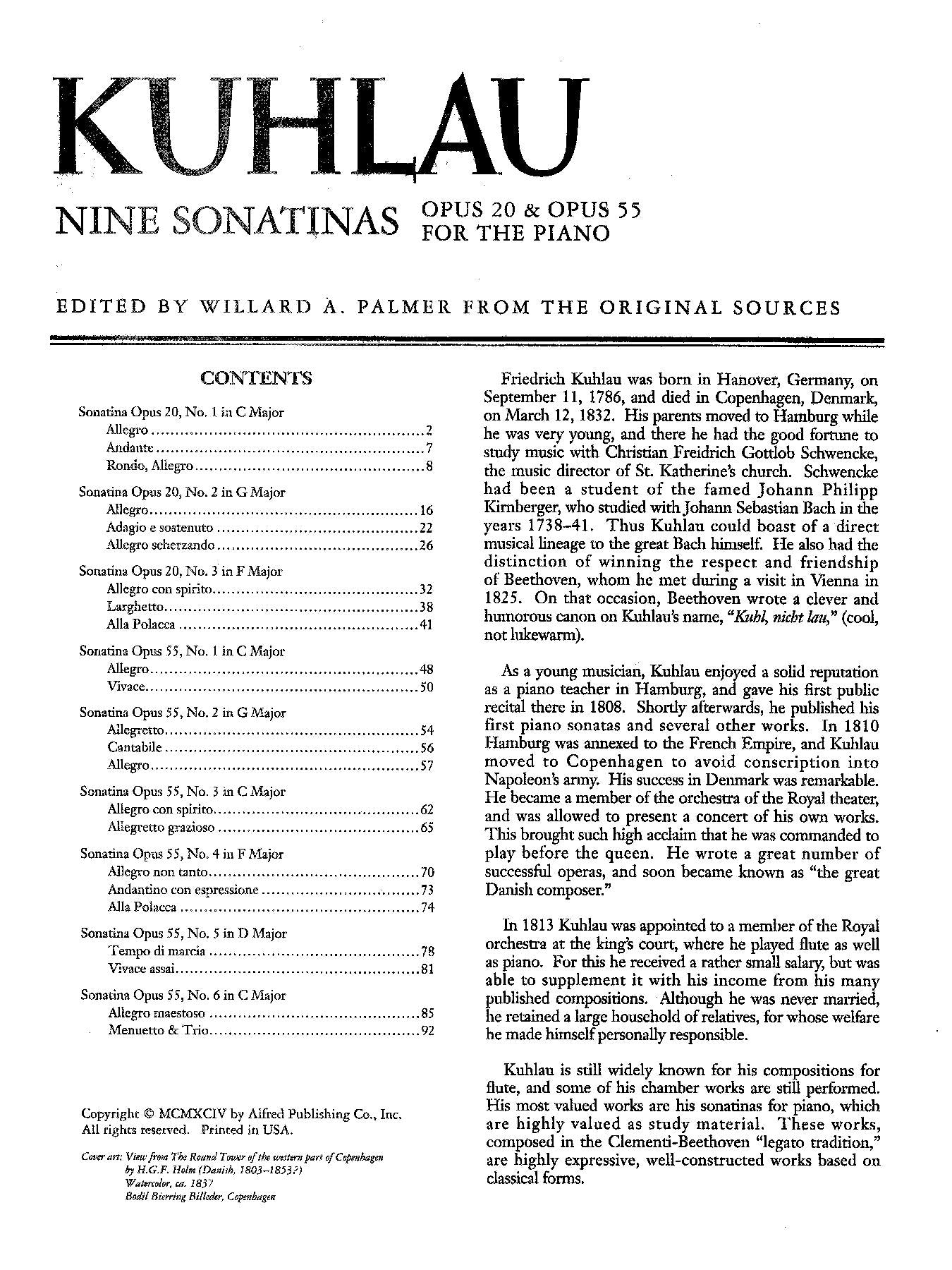 Kuhlau: 9 Sonatinas, Opp. 20 & 55