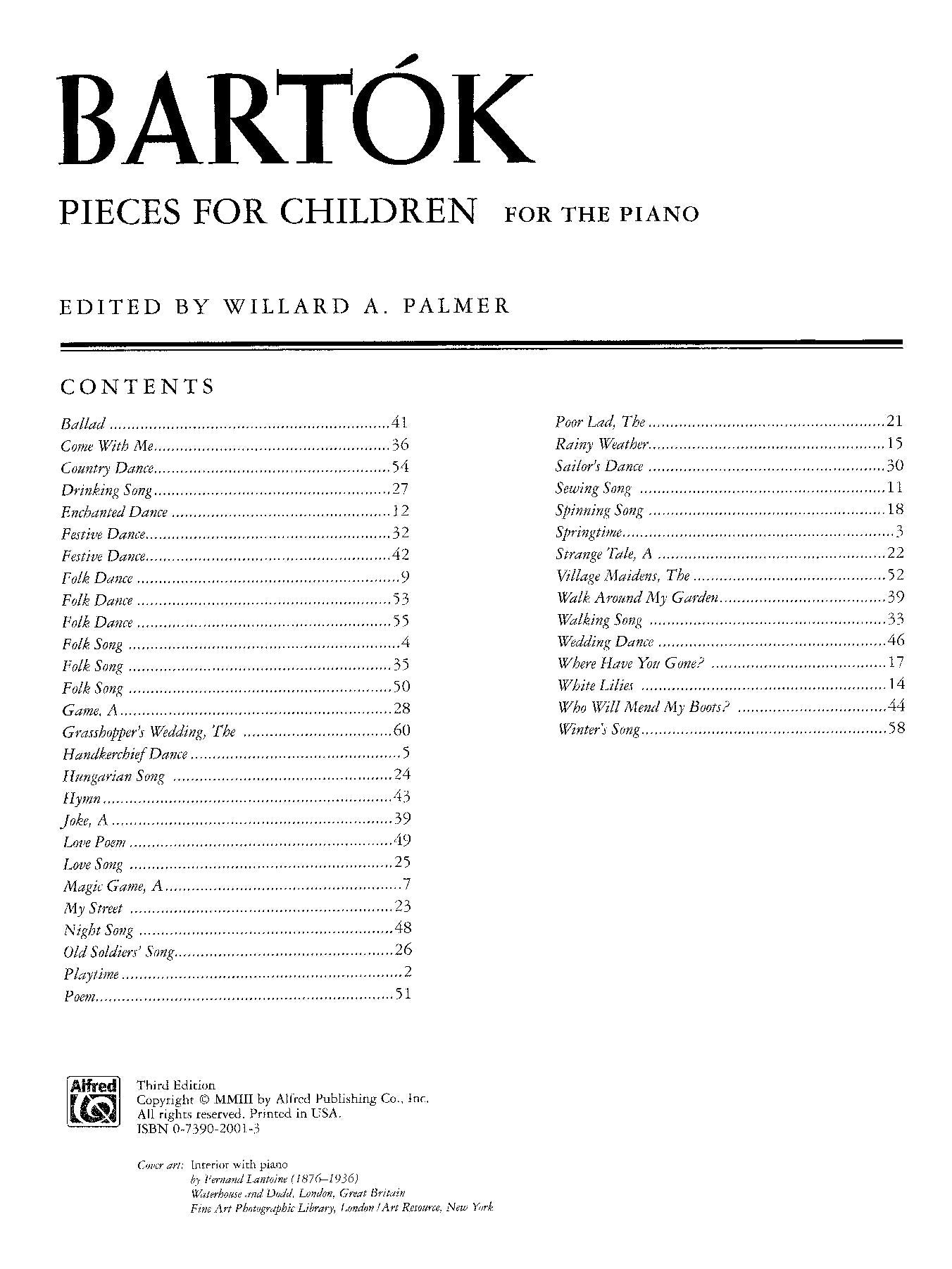 Bartók: Pieces for Children for Piano Solo