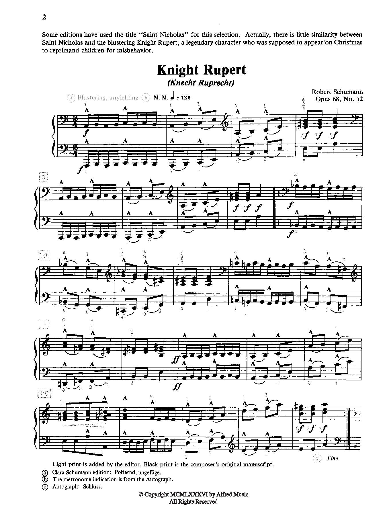 Schumann: Knight Rupert Opus 68 No. 12