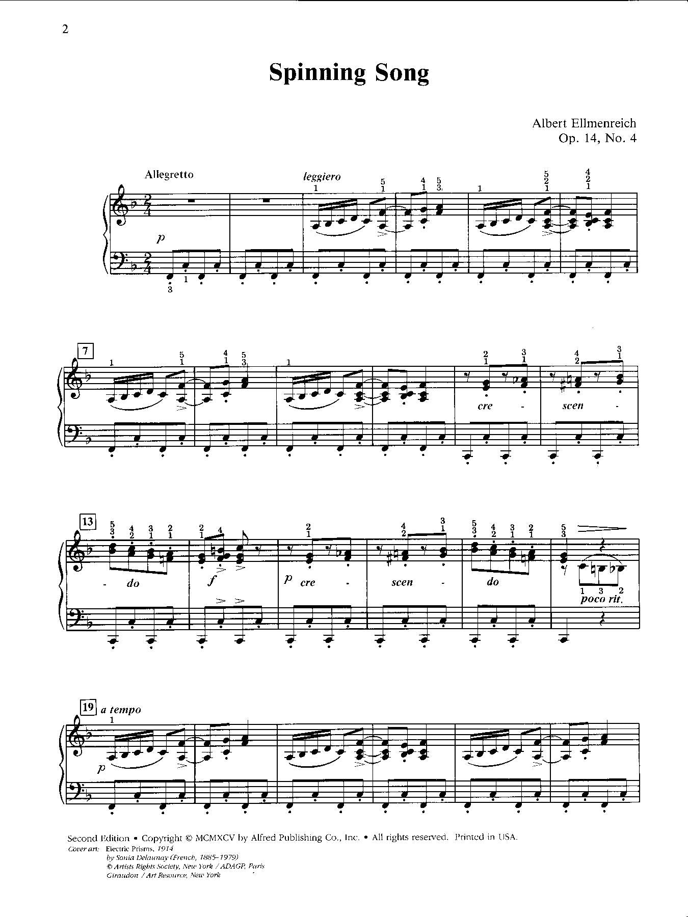 Ellmenreich: Spinning Song, Opus 14, No. 4