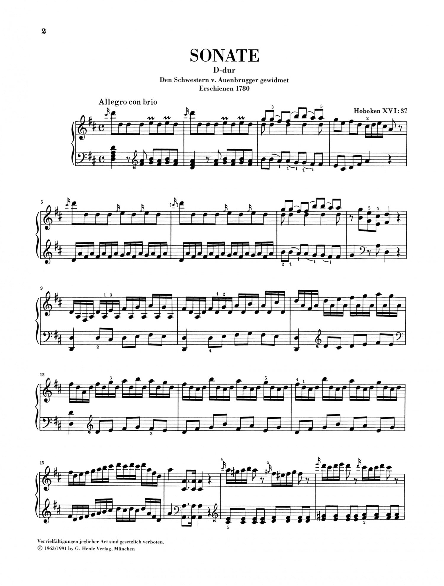 Haydn: Piano Sonata D Major Hob XVI:37
