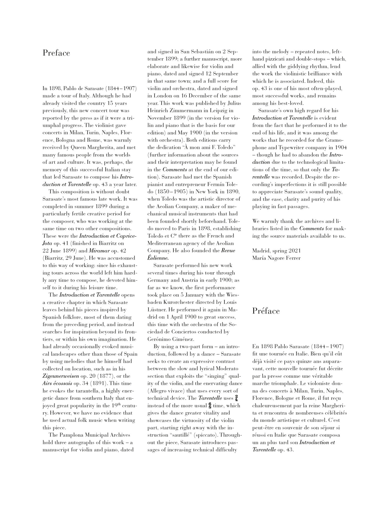 Sarasate: Introduction et Tarentelle op. 43 for Violin and Piano