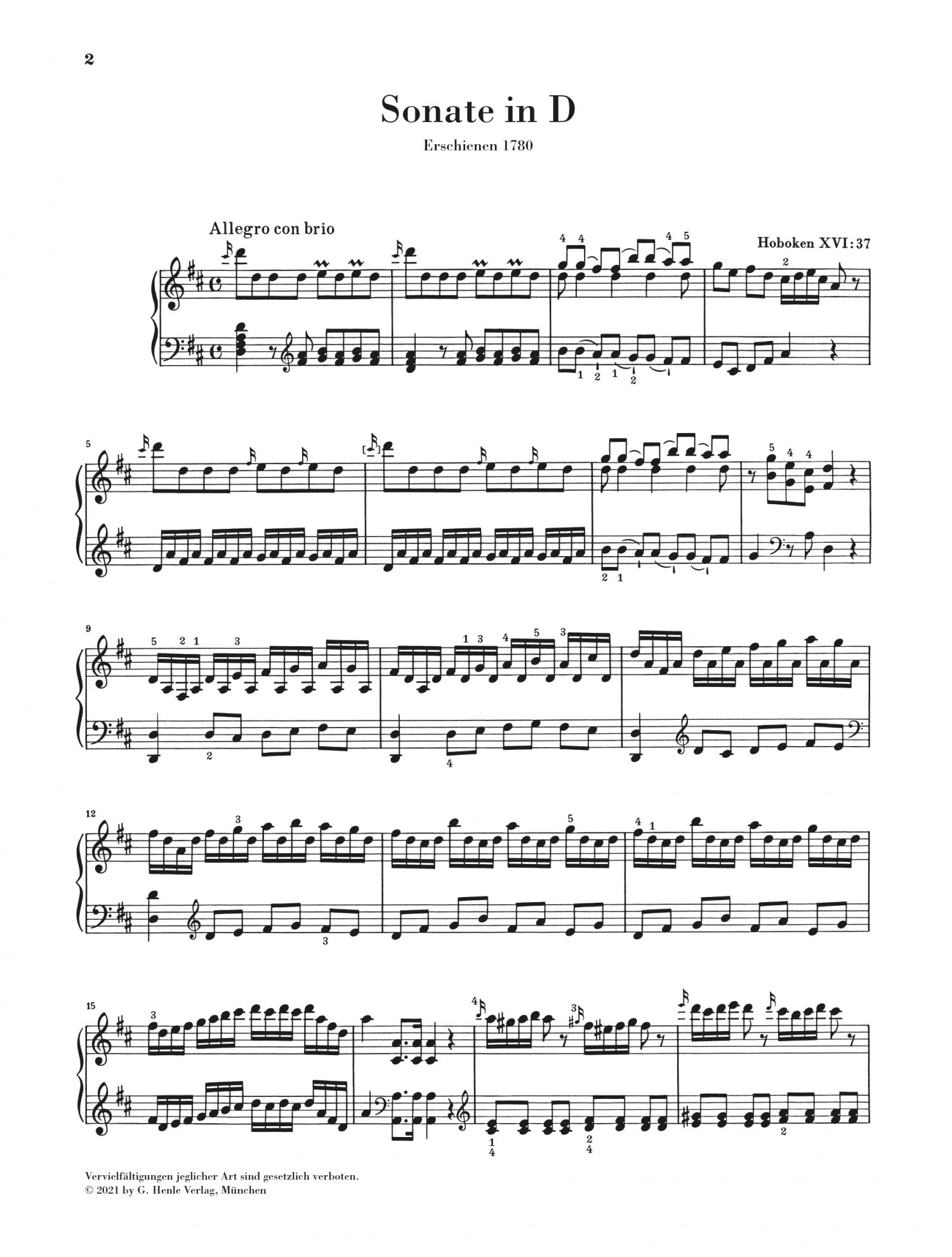 Haydn: Piano Sonata in D Major Hob XVI:37