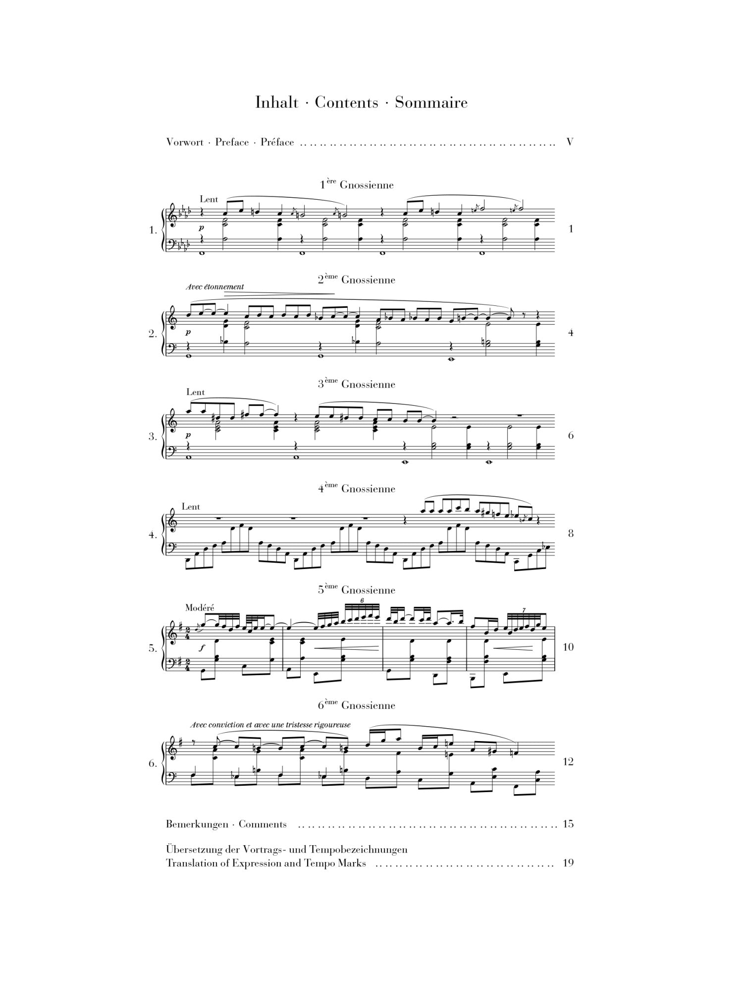 Satie: Gnossiennes Piano Solo