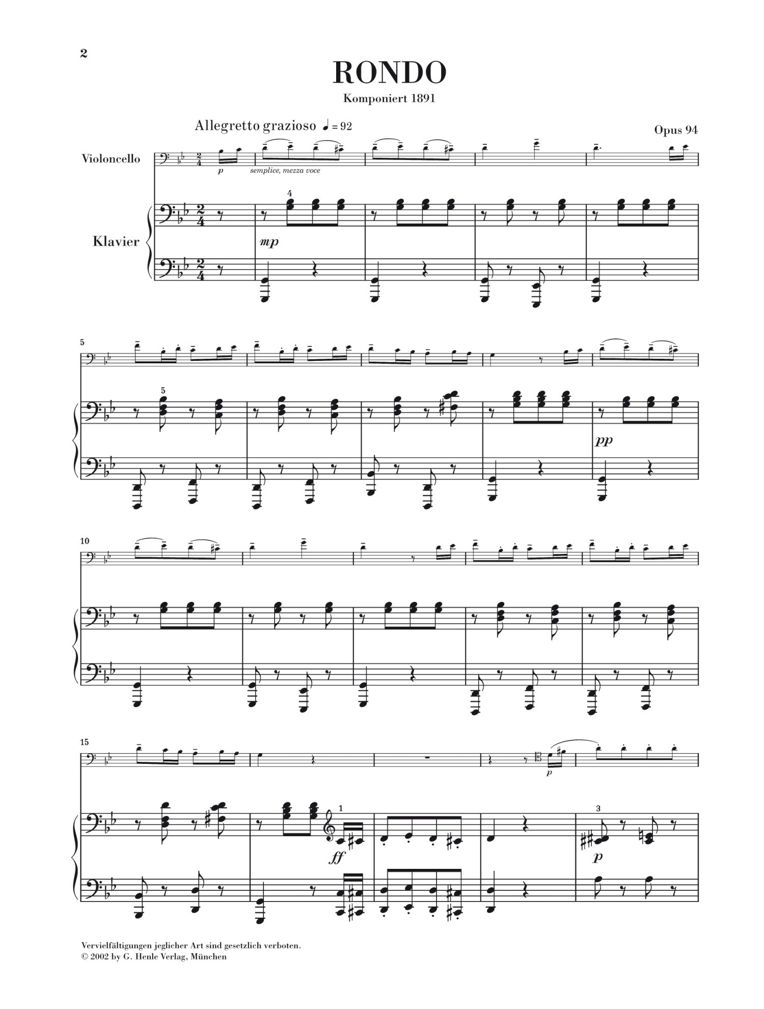 Dvorak: Rondo for Cello & Piano in G Minor Op 94