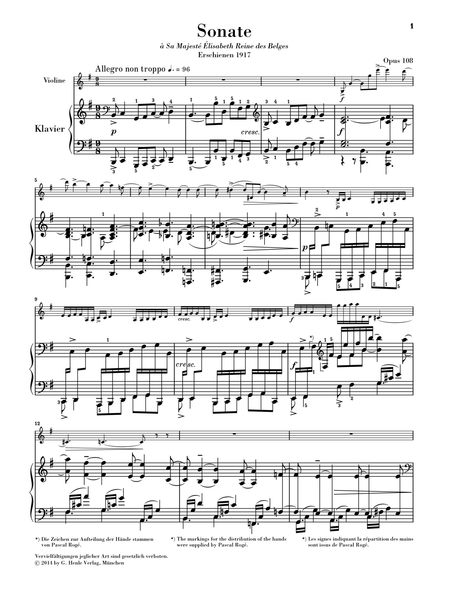 Faure: Violin Sonata no. 2 e minor op. 108 for Violin & Piano