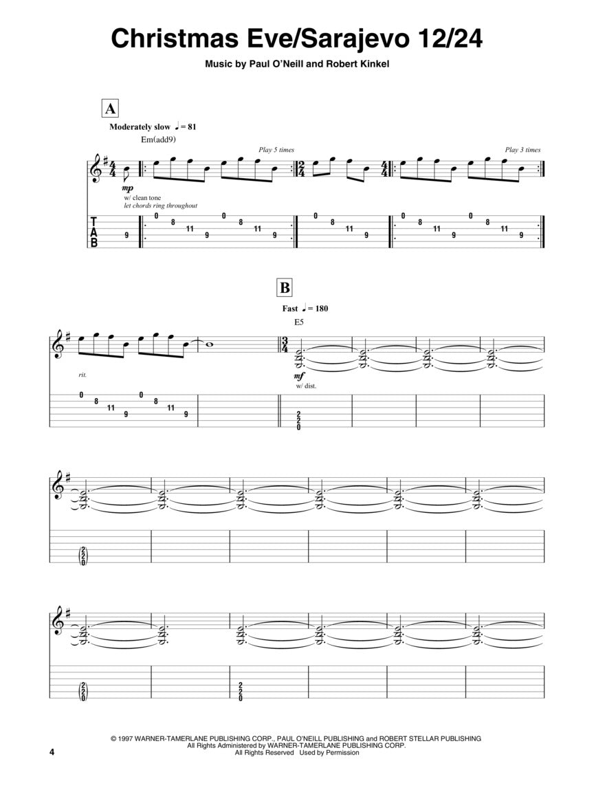 Trans-Siberian Orchestra Guitar Play-Along