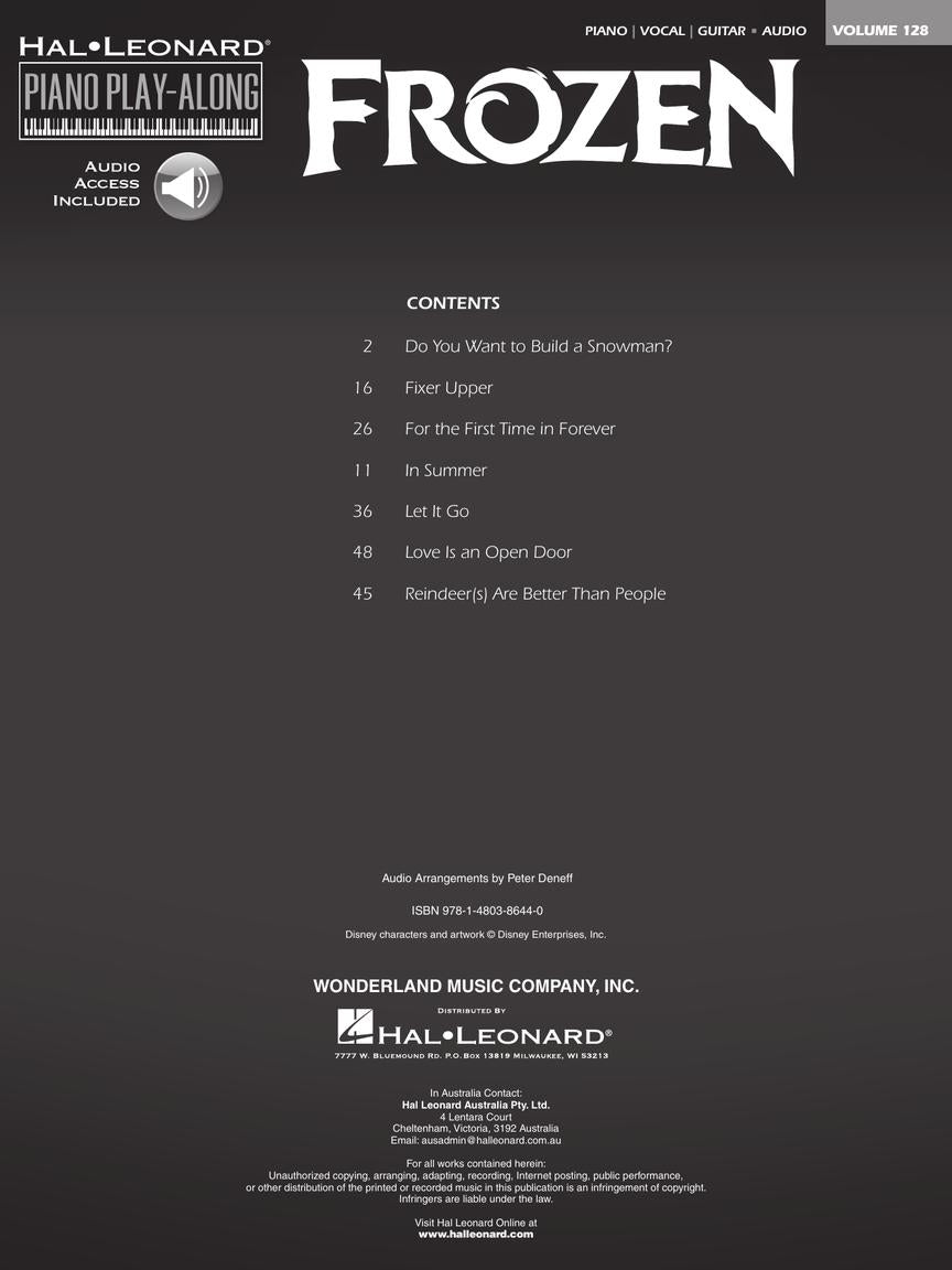 Frozen Piano Play-Along Volume 128