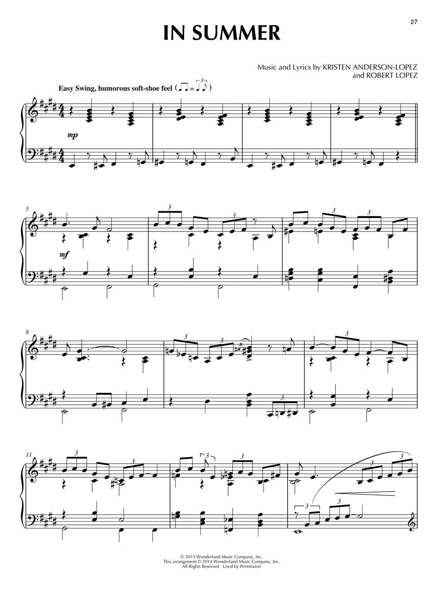 Frozen for Piano Solo