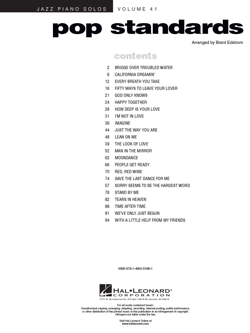 Pop Standards - Jazz Piano Solos