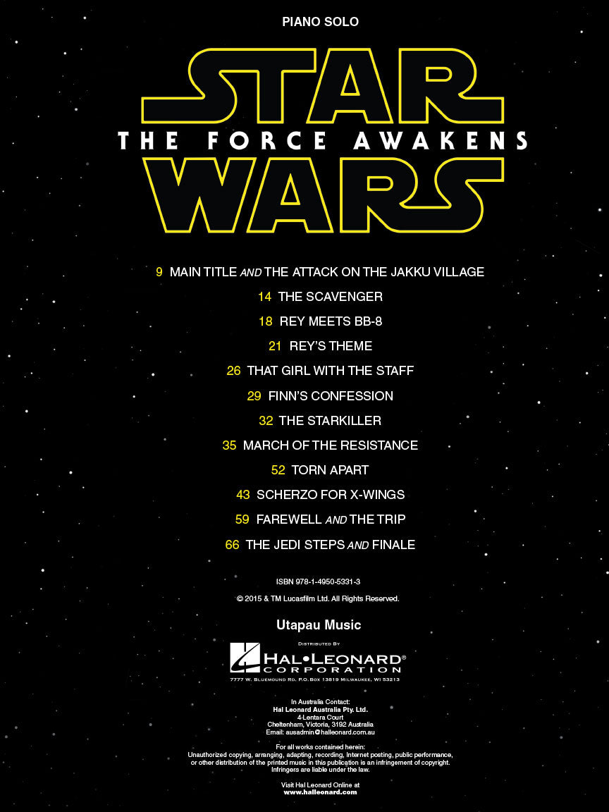 Star Wars: The Force Awakens for Solo Piano