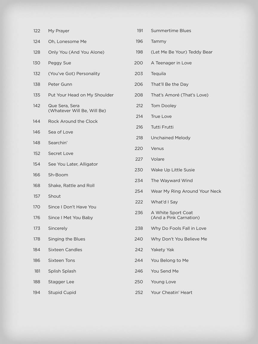 E-Z Play Piano 365, Songs of the 1950s