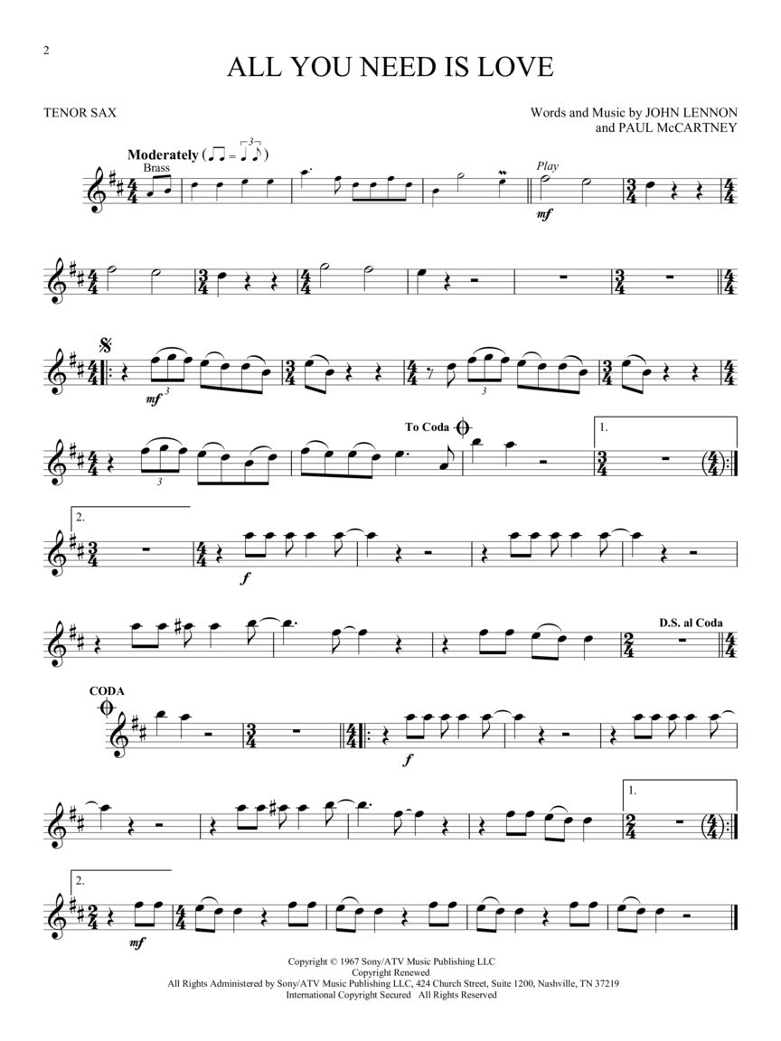 The Beatles - Instrumental Play-Along for Tenor Sax