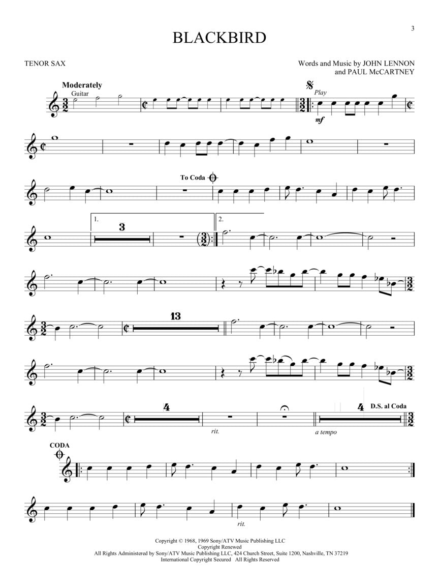 The Beatles - Instrumental Play-Along for Tenor Sax