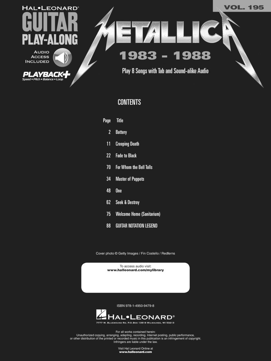 Metallica: 1983-1988 Guitar Play-Along