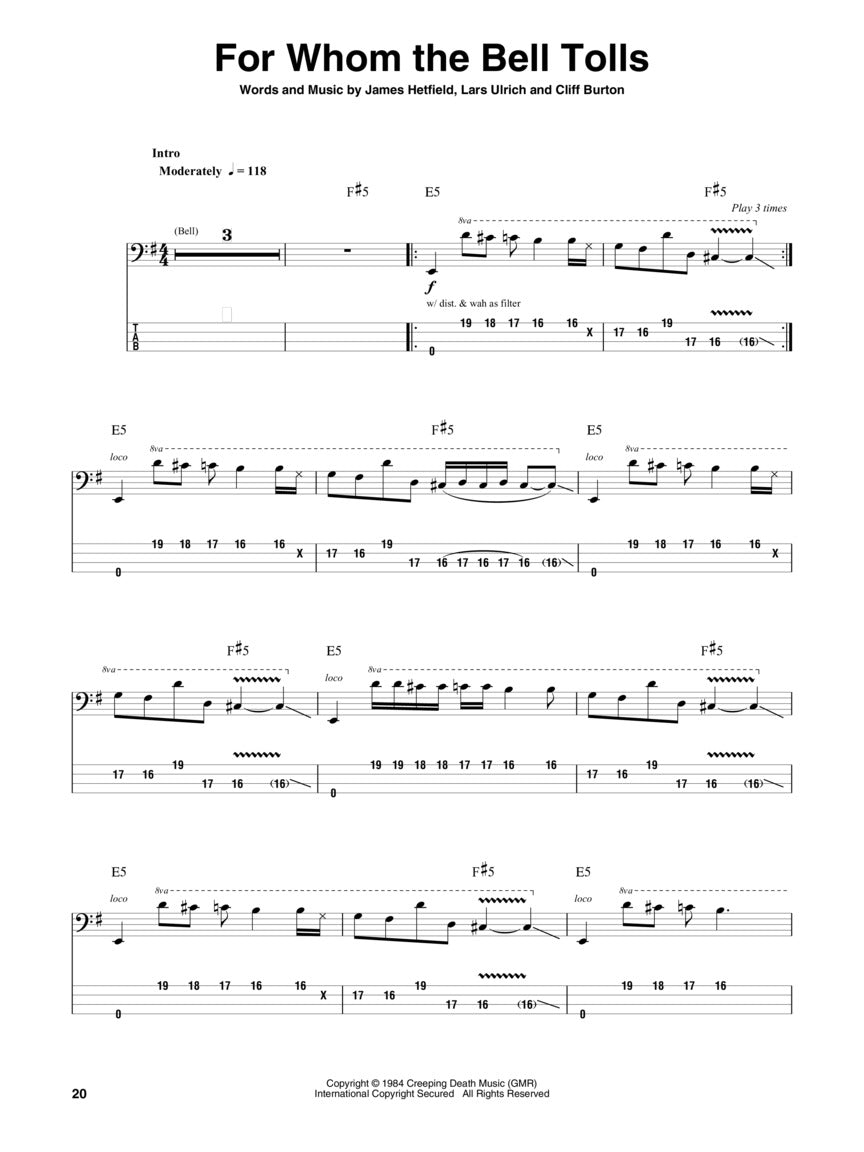 Metallica: 1983-1988, Bass Play-Along Volume 21