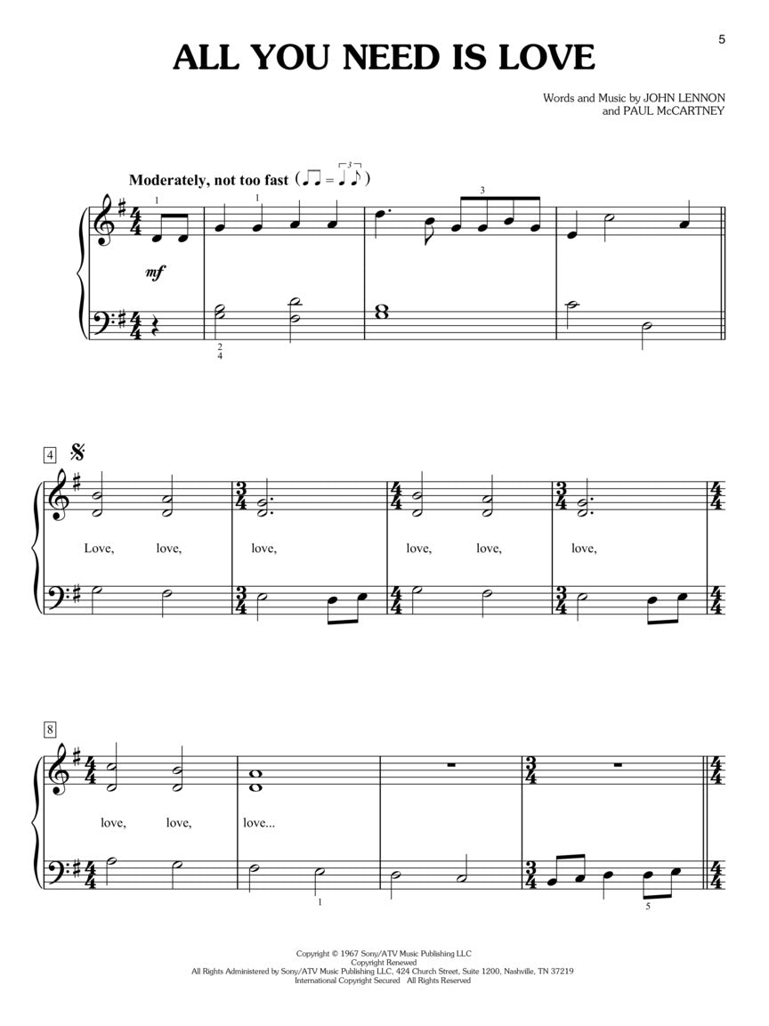 The Beatles for Kids, Easy Piano