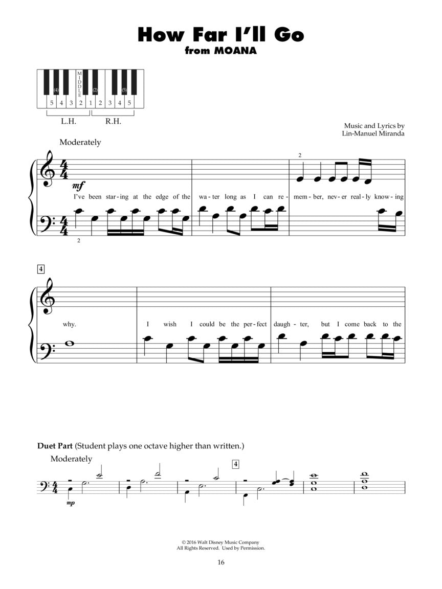 Disney Latest Movie Hits for 5-Finger Piano
