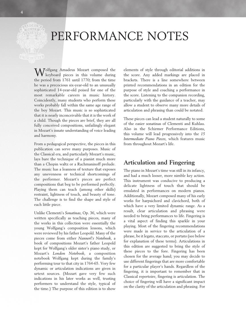 Mozart: 15 Easy Piano Pieces