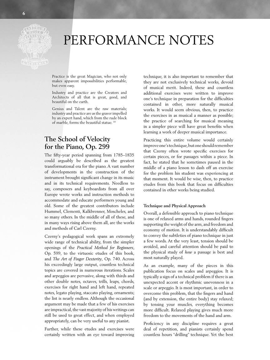 Czerny: School of Velocity, Op. 299, Books 1 and 2