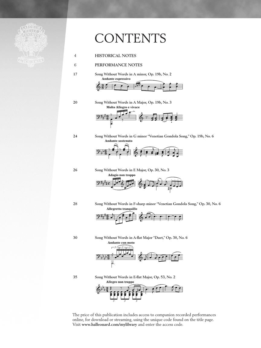 Mendelssohn: Selections from Songs Without Words