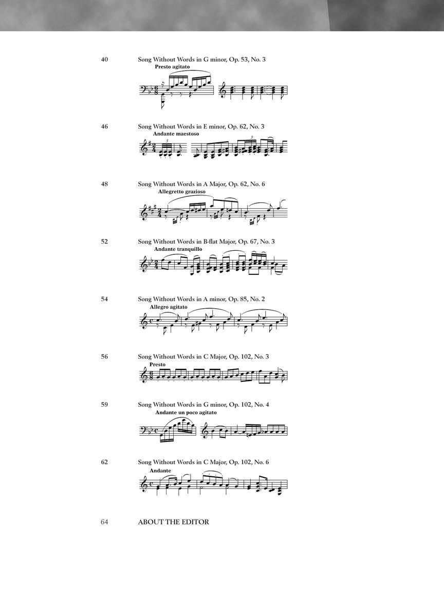 Mendelssohn: Selections from Songs Without Words