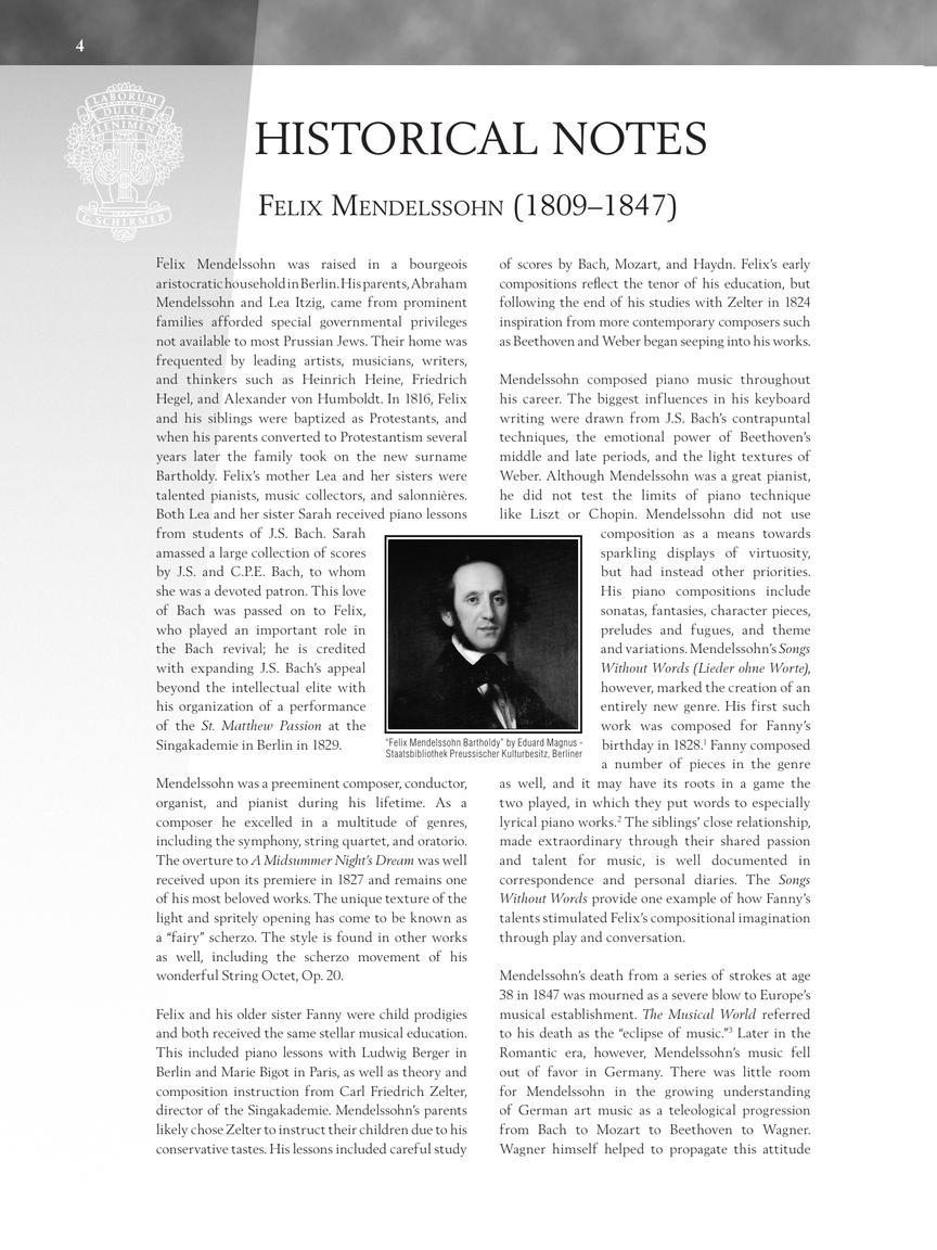 Mendelssohn: Selections from Songs Without Words