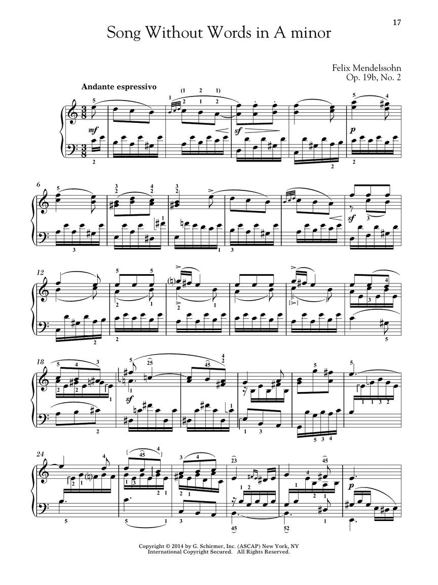 Mendelssohn: Selections from Songs Without Words